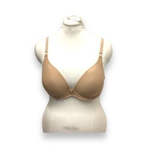 DKNY Smooth Cup Lace Panel Full Coverage Bra, Style# 453054, Taupe, size 34D